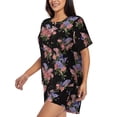 thumbnail image 2 of Wukai Bouquet Women's Pajama Set,Short-Sleeve Top and Shorts with Elastic Waistband and Pockets for Loungewear, Yoga, and Casual Wear-3X-Large, 2 of 8