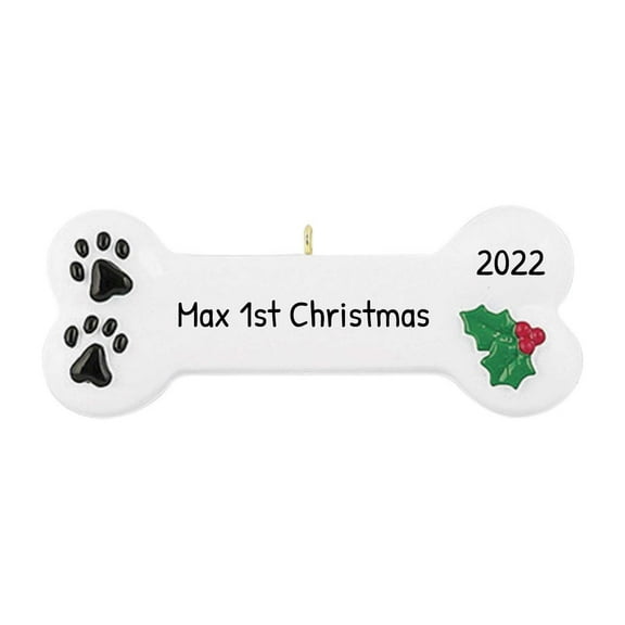 Personalized Dog Christmas Ornaments 2024 - White Christmas Dog Bone Ornament for Dog Lovers