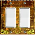 thumbnail image 1 of Metal Light Switch Plate Cover Elegant Golden Brown Letter Frame Damask DAM070, 1 of 1