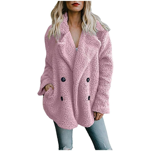 GDREDA Manteau Décontracté à Revers pour Femmes Veste à Manches Longues Élégante pour Usage Quotidien Chic Rose,TTG