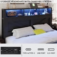 thumbnail image 5 of NHIXSOM Farmhouse Queen Bed Frame with LED Headboard, Charging Station and Storage Drawers, Farmhouse Style, Easy Assembly, Black, 5 of 7