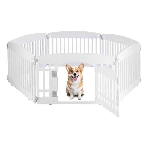 Parque infantil para perros Simple Deluxe, 24 ejercicios, 6 paneles con puerta, blanco