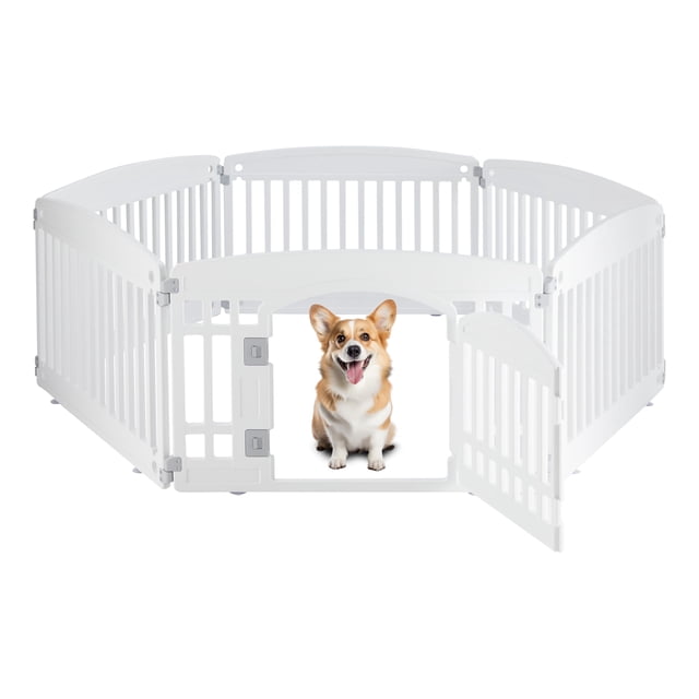 Parque infantil para perros Simple Deluxe, 24 ejercicios, 6 paneles con puerta, blanco