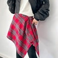 thumbnail image 2 of Unisex Checkered Layered Half Wrap Skirt Irregular Pleated Apron Skirt Tie Up A Line Hip Scarf Overskirt Shirt Extender, 2 of 9