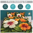 thumbnail image 5 of 3 Pcs Soft Bedding Set, Includes 1 Duvet Cover with Zipper And 2 Pillow,Shams Hawaiian Hibiscus Garden Orange Flowers Twin(86"x70"), 5 of 8