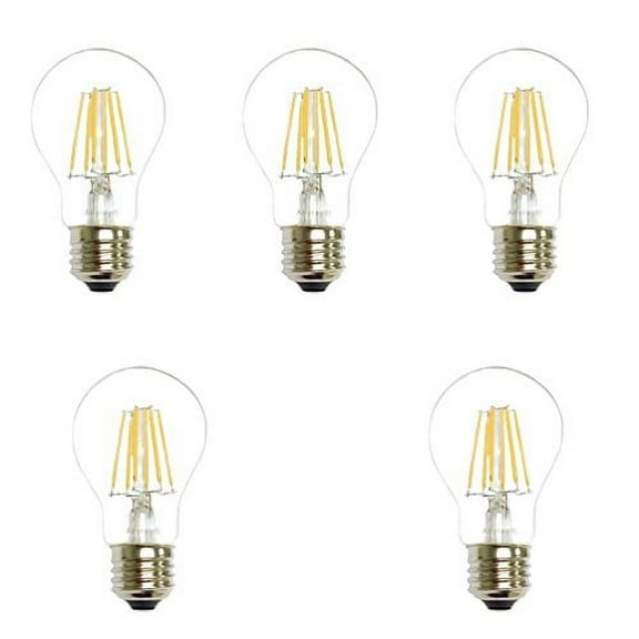Anyray (5)-Bulbs 60 Watt Equivalent, A19, LED Light Bulb, Clear, E26, Vintage Edison Style, Warm White