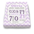 thumbnail image 2 of Personalized Canvas Birth Announcement Nursery Decor Gift, Footprint Design, Custom Name, Date, Weight & Length, Unique Boys & Girls Baby Shower Wall Art Presents, Color Lilac # 1 , Size - 24X30, 2 of 5