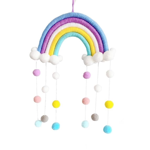 Saient Baby room rainbow ornaments, hand-woven cotton threads, wall-mounted decorative felt balls, modern home decoration accessories pendants