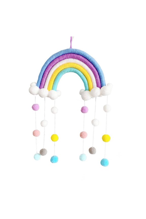 Baby room rainbow ornaments, hand-woven cotton threads, wall-mounted decorative felt balls, modern home decoration accessories pendants