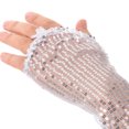 thumbnail image 3 of 1 par de guantes sin dedos: elegantes guantes sin dedos con purpurina - Mangas de lentejuelas retro para mujer, ideales para fiestas de disfraces, presentaciones en el escenario y eventos de baile., 3 of 4