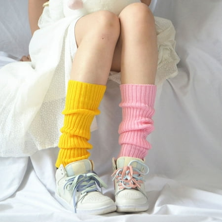 

Xyer 1 Pair Female Knitted Socks Stretchy Warm Keeping Acrylic Autumn/Winter Solid Color Leg Socks for Shopping Wine Red One Size