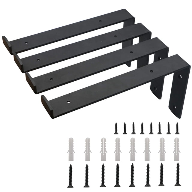 Rustic Shelf Brackets 12 Inches - Shelving Brackets with Mounting Hardware - Heavy Duty Shelf Brackets 12 Inch Shelf Bracket - Ideal Brackets for Your Open Shelving Project