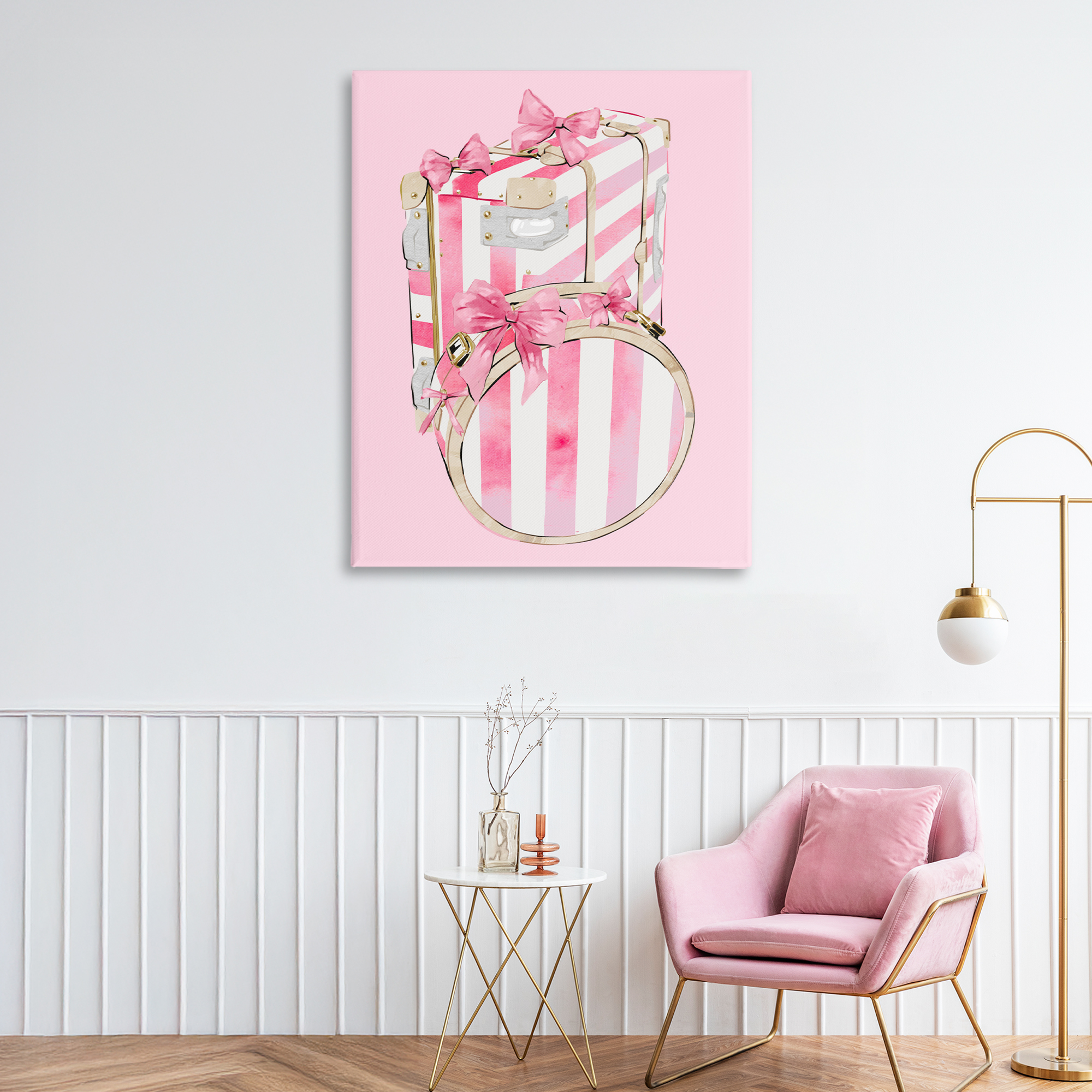 Pastel Stripe Luggage Canvas Wall Art, design by Ziwei Li