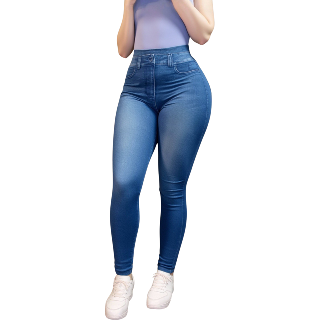 Leggins Mujer Mezclilla Unitalla Faja Alta Estilo Pantalón Mezclilla