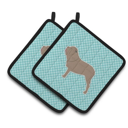 

Caroline s Treasures Neapolitan Mastiff Checkerboard Blue Pair of Pot Holders