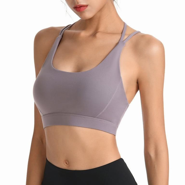 Womens Seamless Strappy Light Lift Sports Bras Underarm Everyday Wear High  Impact Sports Bras for Women Gray L 