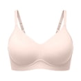 thumbnail image 4 of Wang6 Womens Wireless Plus Size Tshirts Bras Seamless No Underwire Push up Minimizer Bras Spaghetti Strap Bralettes Soft Everyday Bra Light Pink S, 4 of 4