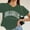 Dark Green, variant on T Shirts for Women Novelty Los Angeles Letter Printed Crop Tops Short Sleeved Round Neck Classic Fit Workout Pullover Shirts