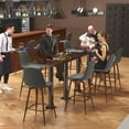 thumbnail image 3 of Homy Casa 26" Swivel Counter Height Bar Stools, Set of 2, Grey Fabric, Wood-Look Legs, 3 of 8