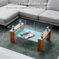 thumbnail image 3 of LUVCMFT Living Room Rectangle Glass Coffee Table, Center Table with Tempered Glass Top & Open Shelf, 2-Tier Tea Table Waiting Area Table for Home, Office, Reception Room, Style B, 3 of 6