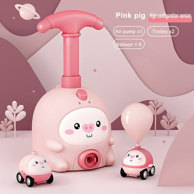 Balloon Launcher Toy Car Kids Inertial Power Ball Cart with Pump Power Launcher Toy Set Aerodynamic Cars Balloon Launcher Car Toy Set Balloon Car Toy with Pump Car Set Cover Set