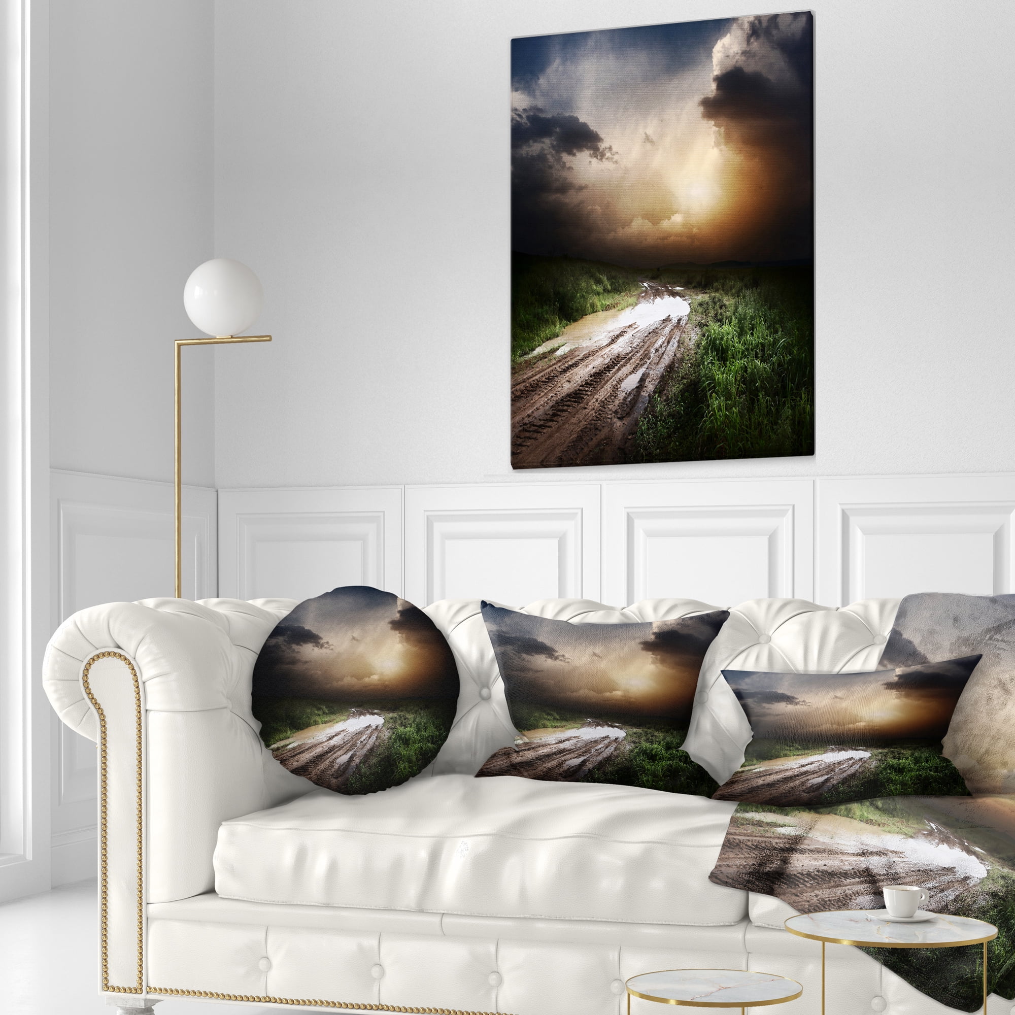 Designart 12" x 20" Green Polyester Throw Pillow