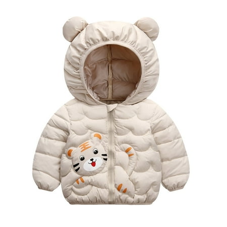 

Journey Cartoon Tiger Clothes for Kid Kids Winter Coats with Hooded for Baby Kids Boys and Girls(Creamy-white 100cm)