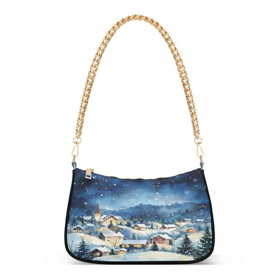 Ryvnso Winter View Womens Chain Shoulder Bag Tote Handbags Clutch Hobo Purse with Zipper for Travel