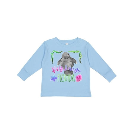 

Inktastic Key Largo Florida Cute Swimming Manatee Boys or Girls Long Sleeve Toddler T-Shirt