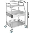 thumbnail image 2 of VEVOR Shelf Stainless Steel Catering Medical Dental Lab Rolling Cart Commercial Wheel Dolly Restaurant Dinging Utility Services (2, 3 Shelves/ 1 Drawer, 2 of 9