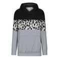 thumbnail image 5 of Zedker Casual Color Block Splicing Long Sleeve Hooded Sweatshirts for Women,Comfy Loose Leopard Print Fall Hoodies with Kangaroo Pocket,Black,L, 5 of 7