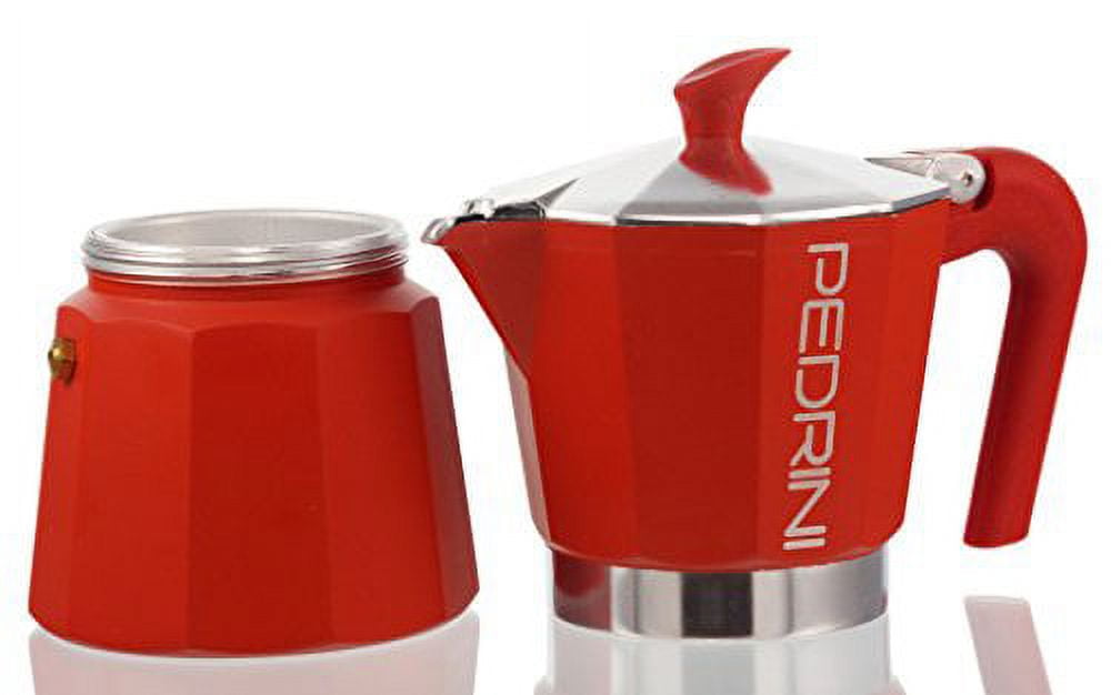 Perini Italy AmoraColor Moka Stovetop Aluminium Espresso Maker Red Finish,  3 Cup by Pedrini 