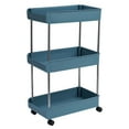 thumbnail image 1 of 3-Tier Rolling Utility Cart with Wheels Hanging Hook Multifunctional Storage Organization Shelves Portable Standing Shelf Service Cart Trolley for Kitchen Bathroom Office, 1 of 7