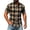 Khaki, variant on Mens Short Sleeve Button Down Shirts Big And Tall Plaid Tshirts Casual Stand Collar Summer Streetwear Blouses Khaki M