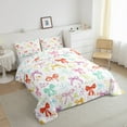 thumbnail image 2 of jejeloiu Rainbow Kawaii Bow Bedding Comforter Set,Girls Bow Knot Twin Comforter Sets,Colorful Plant Leaves Bedding Set,Breathable Bedroom Decorative Reversible,2pcs, 2 of 7