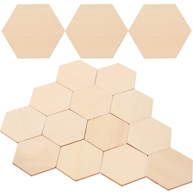 50 piezas hexagonales de madera de haya de 50 mm, adornos de formas de madera, adornos, manualidades, decoraciones para bodas, cumpleaños y Navidad.
