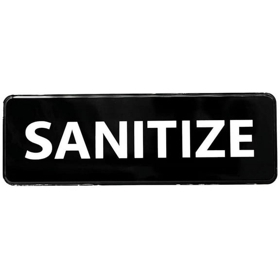 [1 Pack] Sanitize Plastic Sign - Removable, Weather Proof, Office Stickers, Safety Office Stickers, Bathroom Sign, Kitchen Sign, Required Signs, Business Black Sanitize Plastic Sign 9 x 3 inches