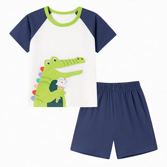 NOLDARES Toddler Boys Summer Outfits Embroidery Short Sleeve Shirt and Striped Shorts Sets 2Pcs Summer Clothes Set Blazer,2-3 Y
