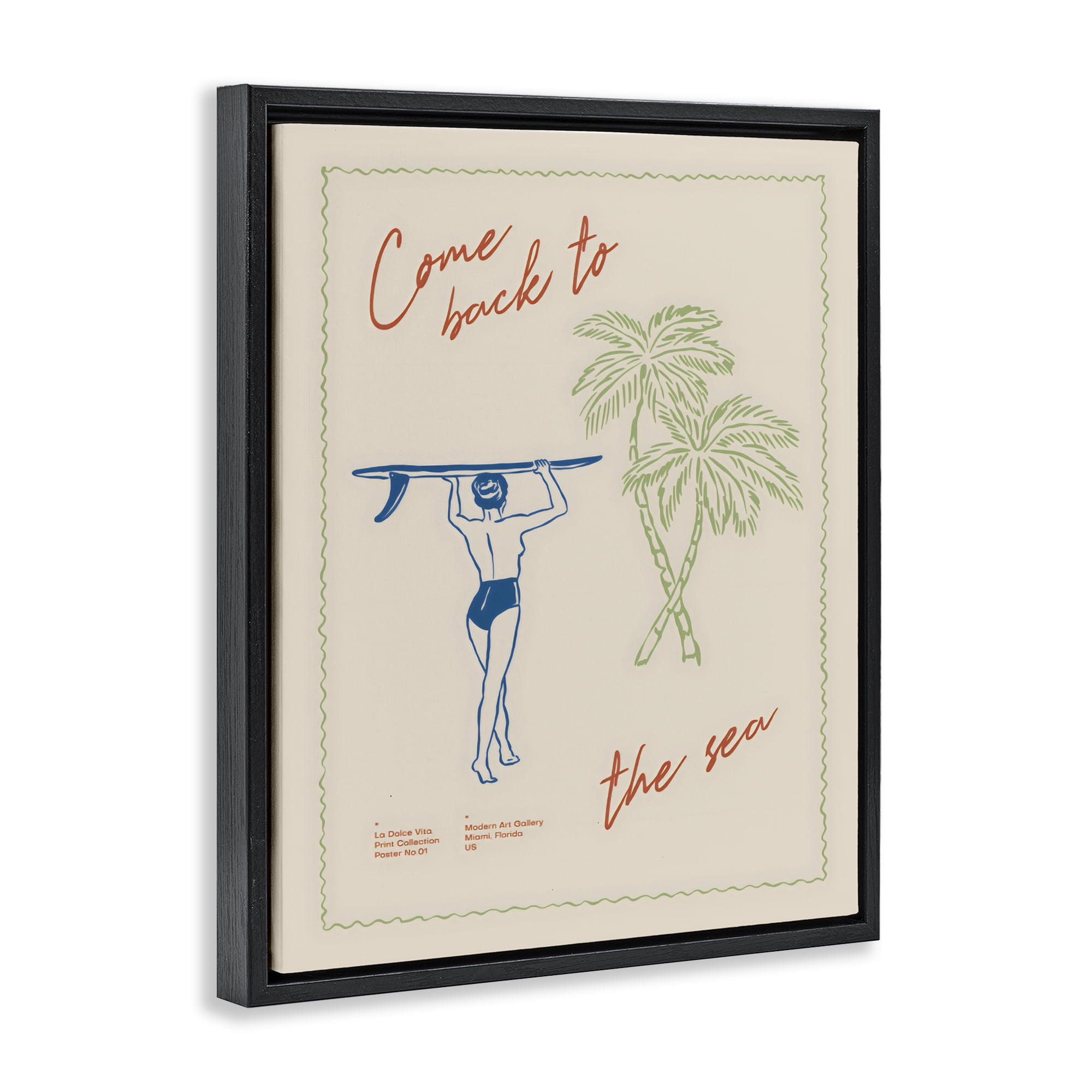 Stupell Industries Come Back To The Sea Black Framed Floater Canvas Wall Art, design by The Prints Vibe
