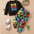 thumbnail image 2 of TOWED22 Baby Boy Toddler Clothes 2pcs Long Sleeve Sweatshirt Tops Joggers Pants Cotton Graphic Print Outfits Casual Clothing(Black,4 Y), 2 of 6