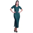 thumbnail image 1 of Moomaya Long Bodycon Maxi Dress For Womens Short&nbsp;Sleeve V neck Printed Jersey T-shirt Dress, 1 of 6