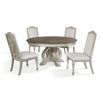 Furniture of America Clyde Wood 5-Piece Round Dining Table Set in Antique White