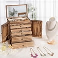 thumbnail image 7 of Sfugno Jewelry Box, 6-Tier Large Wooden Jewelry Organizer Boxes for Women, Wood jewlery Storage Display for Rings Earrings Necklaces,Brown, 7 of 7