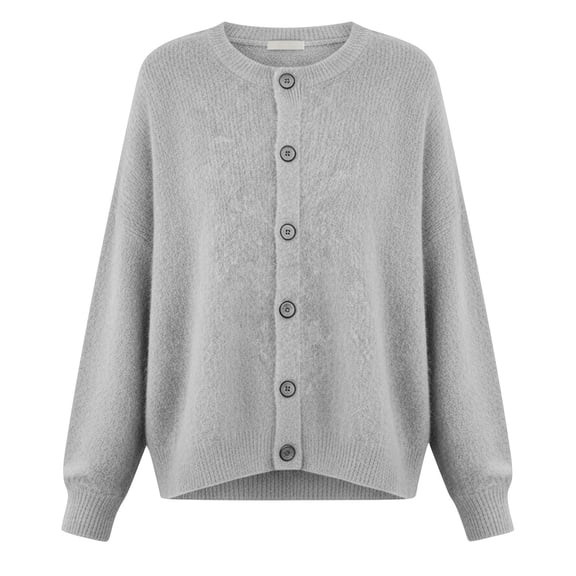 MOJOGO Plush Sweaters for Women Loose Long Sleeve Crewneck Pullover Tops Soft Knitted Sweaters for Spring Daily Wear Gray M
