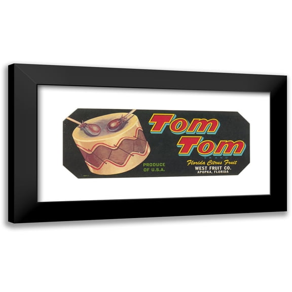 Anonymous 14x8 Black Modern Framed Museum Art Print Titled - Tom Tom Brand Florida Citrus Fruit Label (1930-1950)