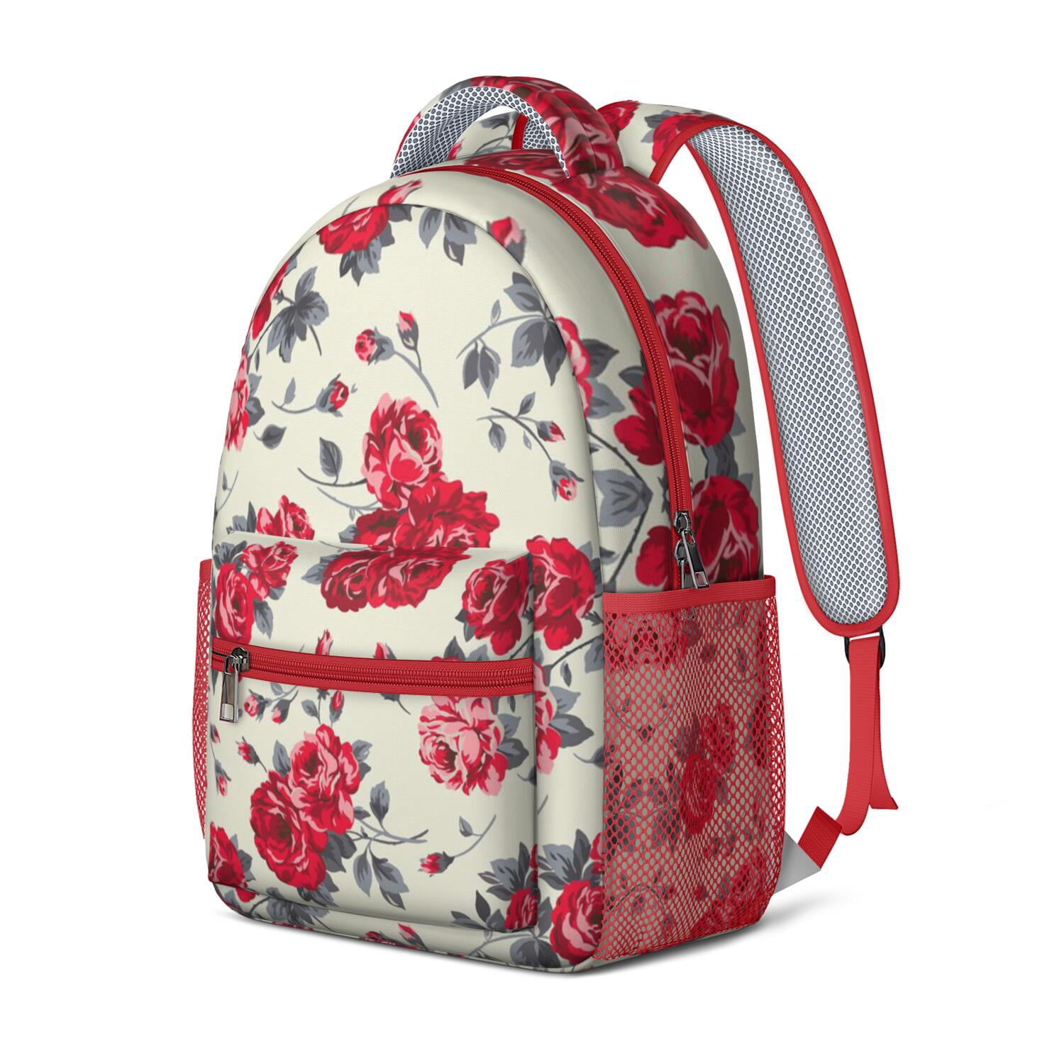 Boho Tropical Flower Print Backpack - Breathable Lightweight Daypack