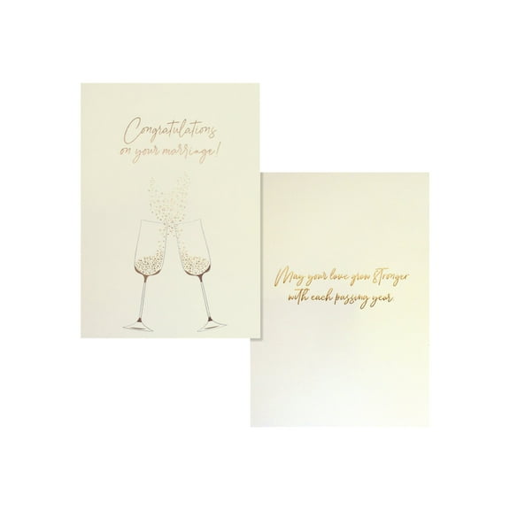 Better Office Products Wedding Congratulations Card, Beige and Gold (Heavy Textured Cardstock)