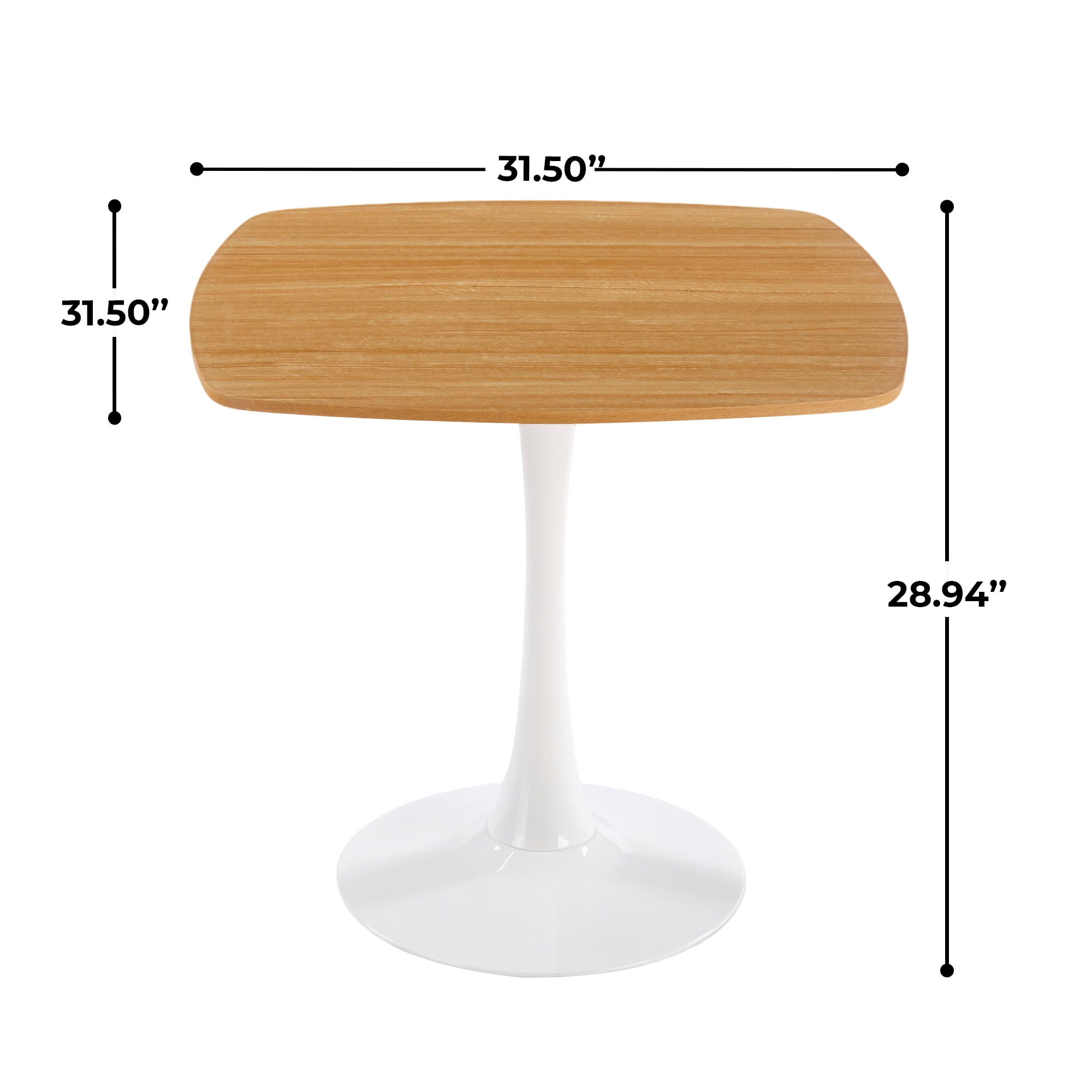Miniyam 31.5" Modern Square Dining Table with MDF Top and Metal Base, Space-Saving Design for Small Spaces, Oak