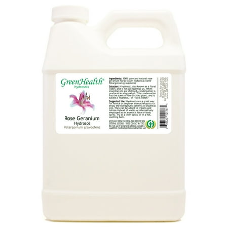 Rose Geranium Hydrosol - 32 fl oz - White Plastic Jug w/ Cap - GreenHealth