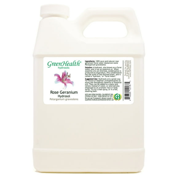 Rose Geranium Hydrosol - 32 fl oz - White Plastic Jug w/ Cap - GreenHealth